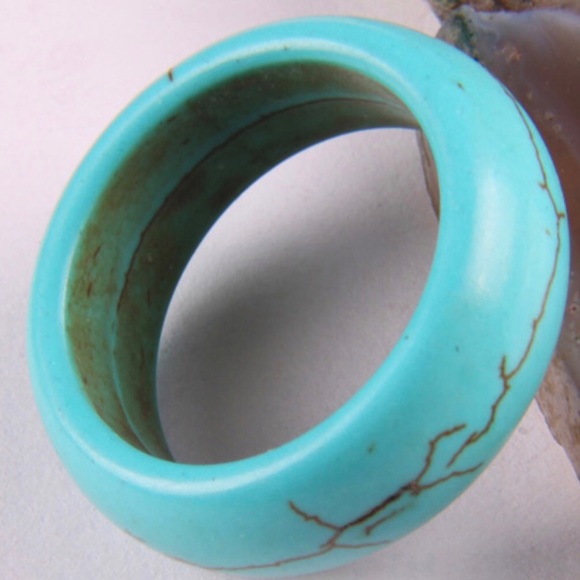 Blue Turquoise ring, natural stone, new. Size: 7.5 - Picture 2 of 2